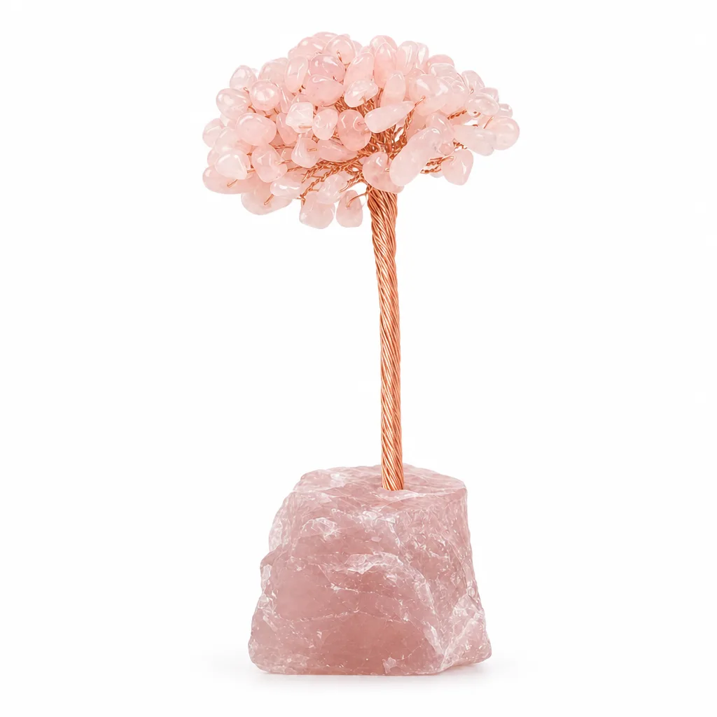 Premium Rose Quartz Crystal Tree for Chakra Healing Energy Protection in Meditation Yoga Living Room Office Altar Decor
