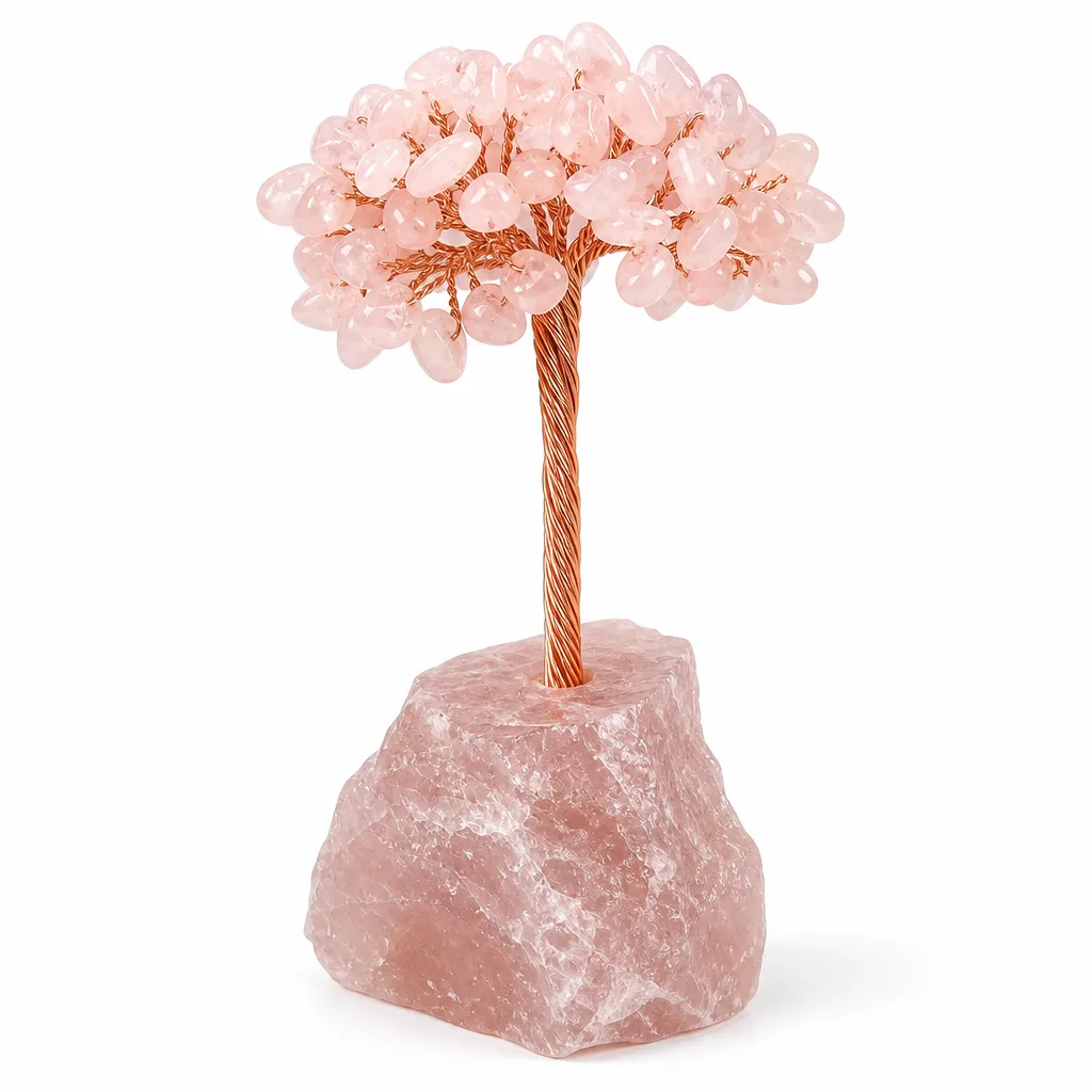 Premium Rose Quartz Crystal Tree for Chakra Healing Energy Protection in Meditation Yoga Living Room Office Altar Decor
