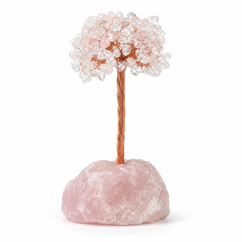 Premium Crystal Tree Decor – Pink & White Crystal Chakra Healing Energy Protection for Meditation, Yoga, Bedroom, Office & Living Room | Handcrafted Metaphysical Wellness