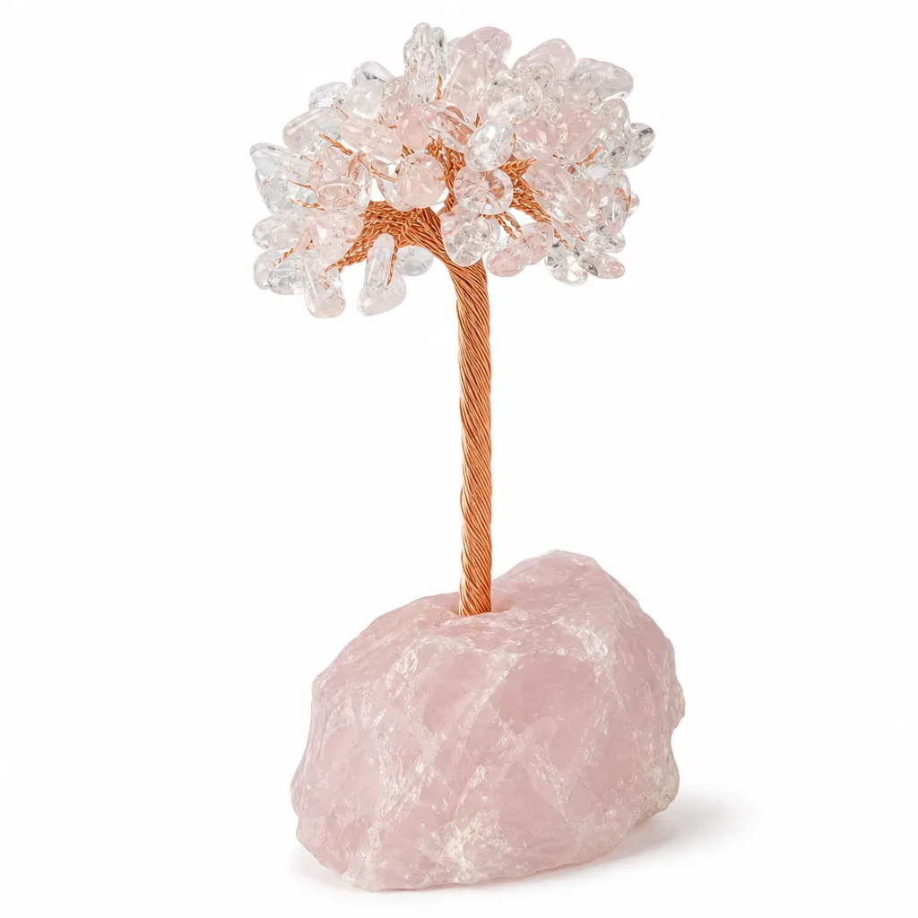Premium Crystal Tree Decor – Pink & White Crystal Chakra Healing Energy Protection for Meditation, Yoga, Bedroom, Office & Living Room | Handcrafted Metaphysical Wellness