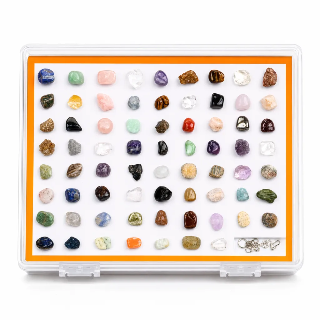 Crystal Mineral Specimen Gem Box Handcrafted Healing Energy Decor for Meditation Yoga Bedroom Office Altar Gift