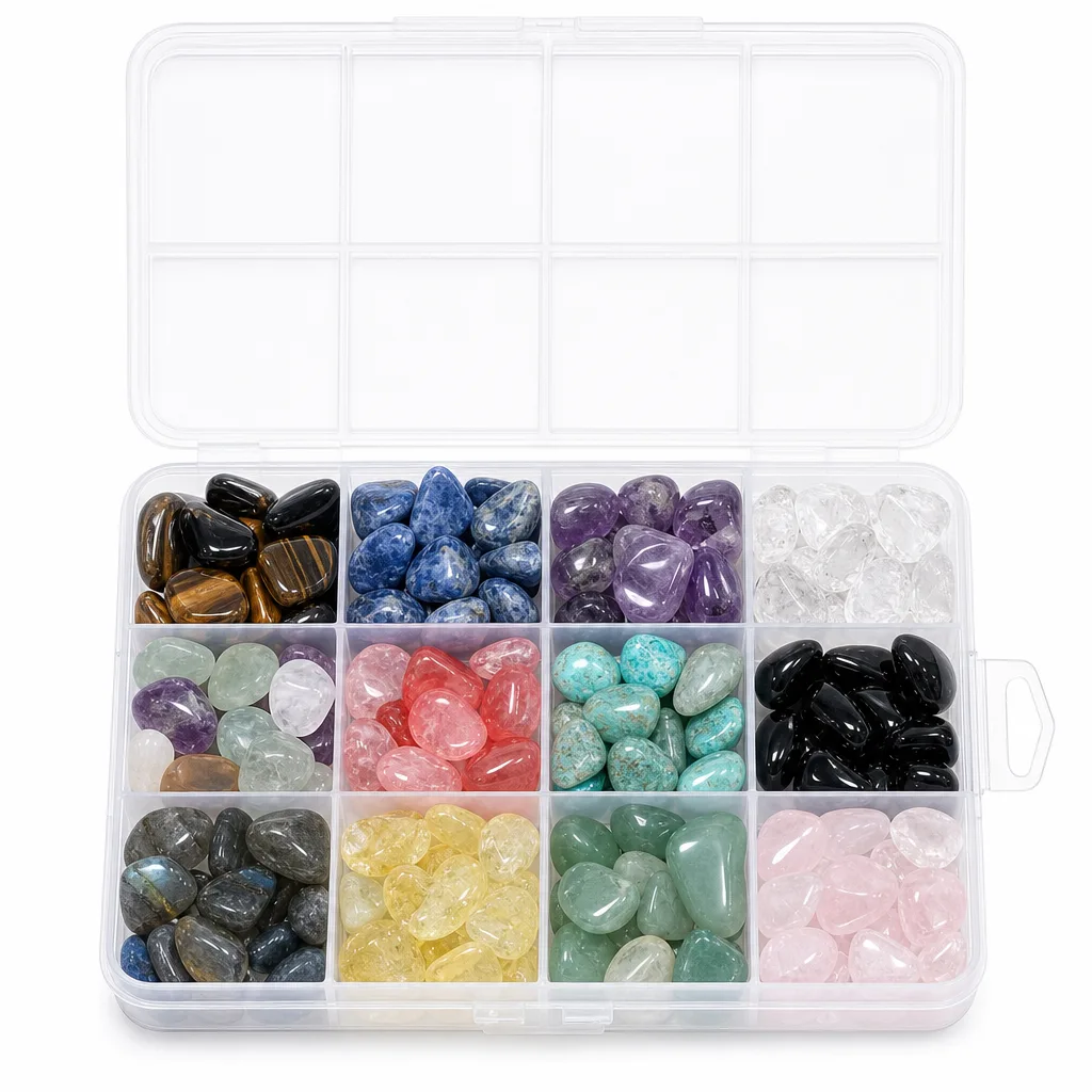 Premium Chakra Crystal Gravel Box Set – Handcrafted 12 Types Natural Stone Healing Energy Protection Collection for Meditation, Yoga, Altar Decor, Wellness Studio & Spiri