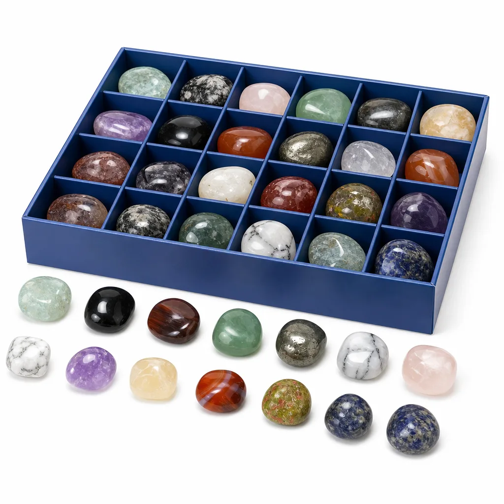 Premium Blind Box Rolling Stone Edition Crystal Collection – Chakra Energy Protection Decor for Meditation, Yoga, Office & Spiritual Gift Use