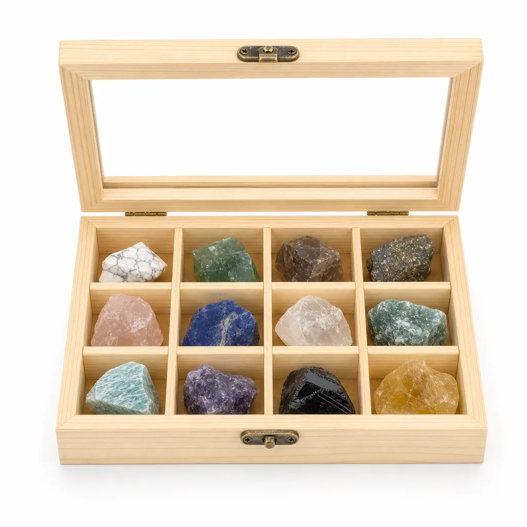 Premium Handcrafted Raw Ore Crystal Box – Healing Energy & Chakra Decor for Meditation, Yoga, Office & Spiritual Gifts