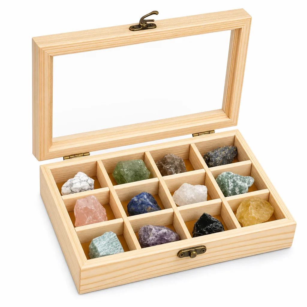 Premium Handcrafted Raw Ore Crystal Box – Healing Energy & Chakra Decor for Meditation, Yoga, Office & Spiritual Gifts