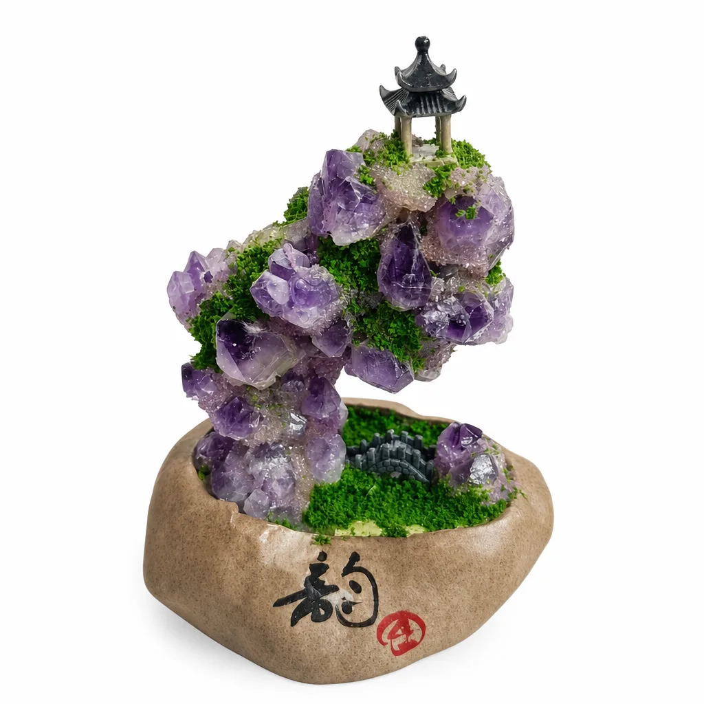Amethyst Flower Ornament Crystal Healing Energy Protection Decor for Meditation, Yoga, Altar & Executive Desk | Premium Handcrafted Metaphysical Collection