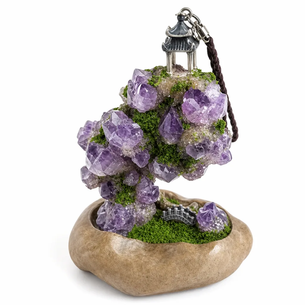 Amethyst Flower Ornament Crystal Healing Energy Protection Decor for Meditation, Yoga, Altar & Executive Desk | Premium Handcrafted Metaphysical Collection