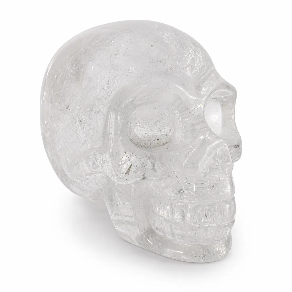 Clear Quartz Skull Handcrafted Crystal for Chakra Healing Energy Protection Meditation Yoga Living Room Altar Decor