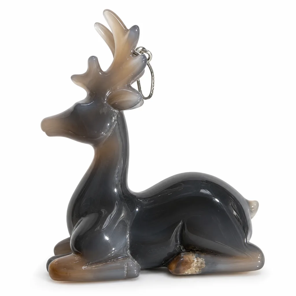 Premium Agate Deer Sculpture – Handcrafted Chakra Healing Energy Decor for Meditation, Office & Spiritual Gift