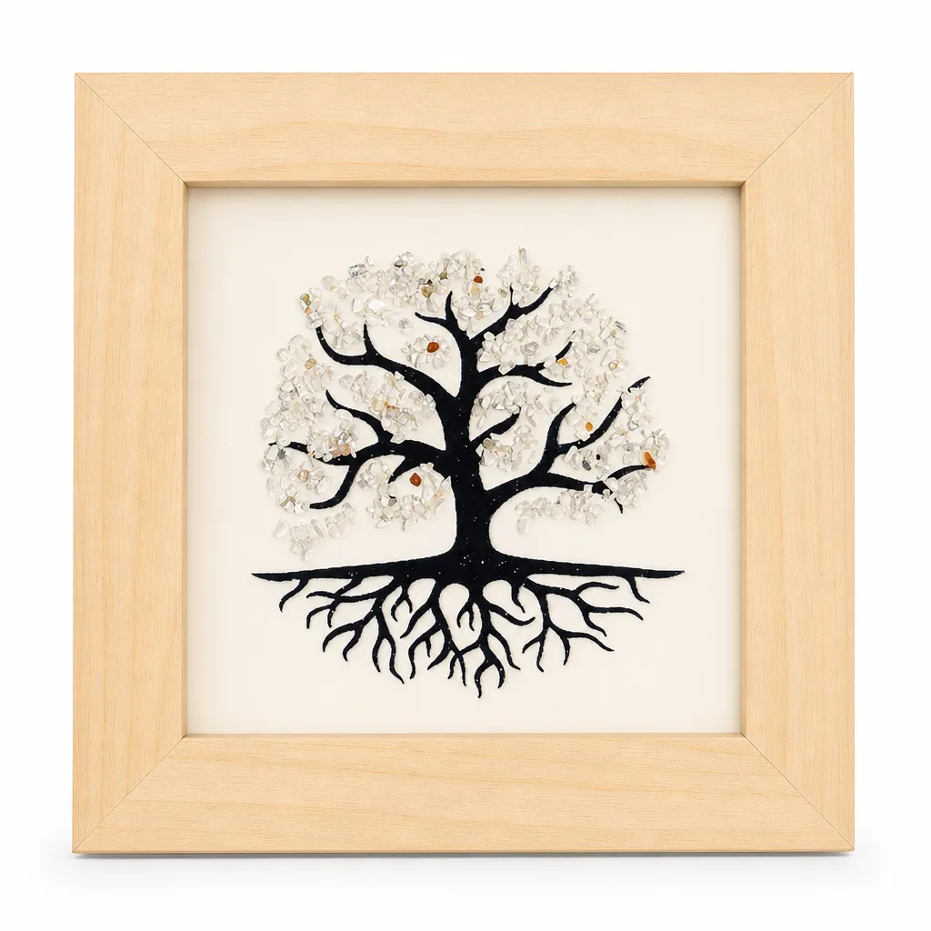 Tree of Life Crystal Stone Picture Frame Premium Handcrafted Chakra Energy Protection Decor for Meditation Yoga Bedroom Office Living Room Wellness Studio Altar Spiritual image 1 Tree of Life Crystal Stone Picture Frame Premium Handcrafted Chakra Energy Protection Decor for Meditation Yoga Bedroom Office Living Room Wellness Studio Altar Spiritual