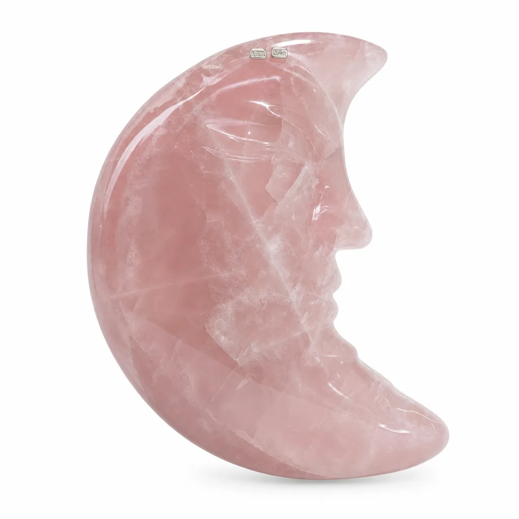 Premium Rose Quartz Crystal Moon Ornament for Chakra Healing Energy Meditation Yoga Bedroom Office Spiritual Gift Collection image 1 Premium Rose Quartz Crystal Moon Ornament for Chakra Healing Energy Meditation Yoga Bedroom Office Spiritual Gift Collection