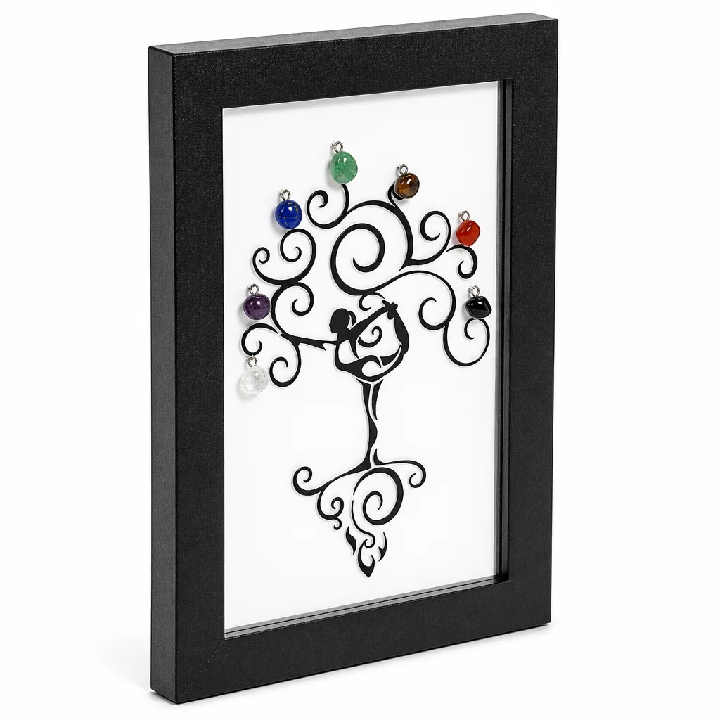 Seven Chakras Crystal Tree Picture Frame – Handcrafted Healing Energy Protection Decor for Meditation, Yoga, Bedroom, Office & Altar | Premium Metaphysical Collection