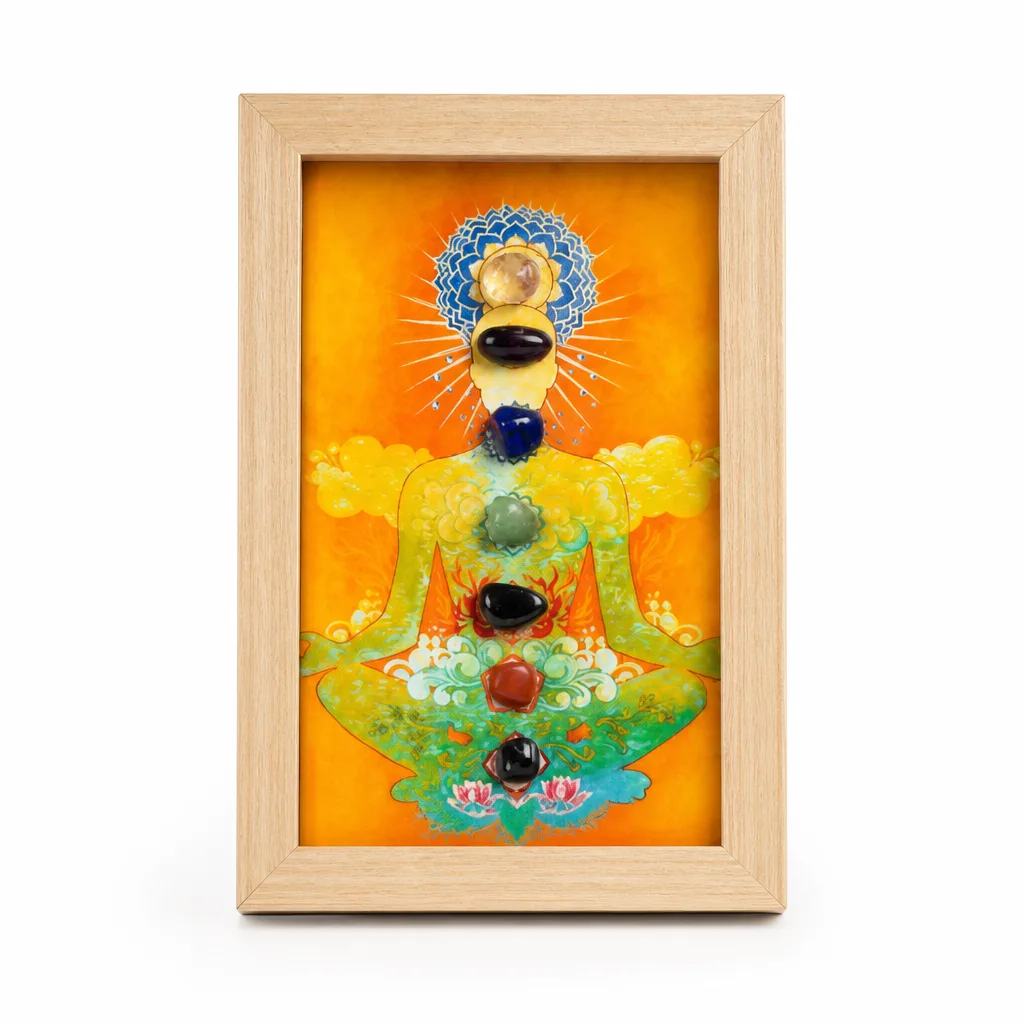 Seven Chakras Crystal Stone Picture Frame – Premium Chakra Healing Energy Protection Decor for Meditation, Yoga, Bedroom, Office & Altar | Metaphysical Collection image 1 Seven Chakras Crystal Stone Picture Frame – Premium Chakra Healing Energy Protection Decor for Meditation, Yoga, Bedroom, Office & Altar | Metaphysical Collection