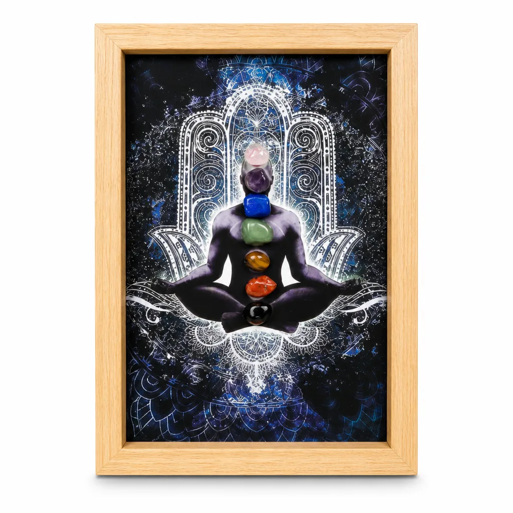 Seven Chakras Crystal Decorative Picture Frame – Handcrafted Premium Healing Energy for Meditation, Yoga, Home & Spiritual Gift image 1 Seven Chakras Crystal Decorative Picture Frame – Handcrafted Premium Healing Energy for Meditation, Yoga, Home & Spiritual Gift