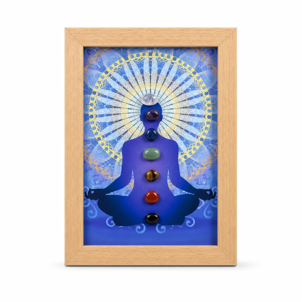 Seven Chakras Crystal Stone Picture Frame Premium Handcrafted Metaphysical Chakra Healing Energy Protection Decor for Meditation Yoga Bedroom Office Altar Collection image 1 Seven Chakras Crystal Stone Picture Frame Premium Handcrafted Metaphysical Chakra Healing Energy Protection Decor for Meditation Yoga Bedroom Office Altar Collection