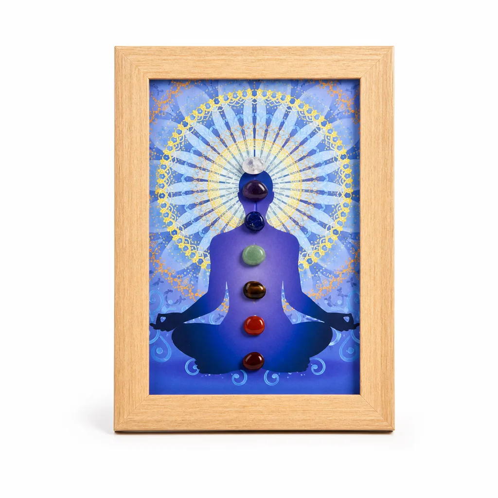 Seven Chakras Crystal Stone Picture Frame – Premium Handcrafted Chakra Healing Energy Protection Decor for Meditation, Yoga, Bedroom, Office & Living Room | Metaphysical image 1 Seven Chakras Crystal Stone Picture Frame – Premium Handcrafted Chakra Healing Energy Protection Decor for Meditation, Yoga, Bedroom, Office & Living Room | Metaphysical