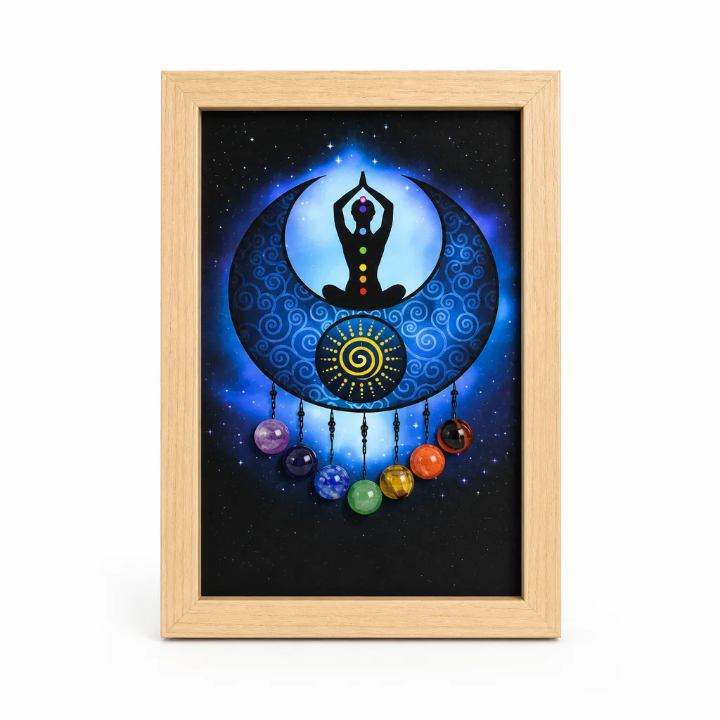 Premium Seven Chakra Crystal Stone Picture Frame – Handcrafted Healing Energy Decor for Meditation, Yoga, Bedroom & Spiritual Gifts image 1 Premium Seven Chakra Crystal Stone Picture Frame – Handcrafted Healing Energy Decor for Meditation, Yoga, Bedroom & Spiritual Gifts