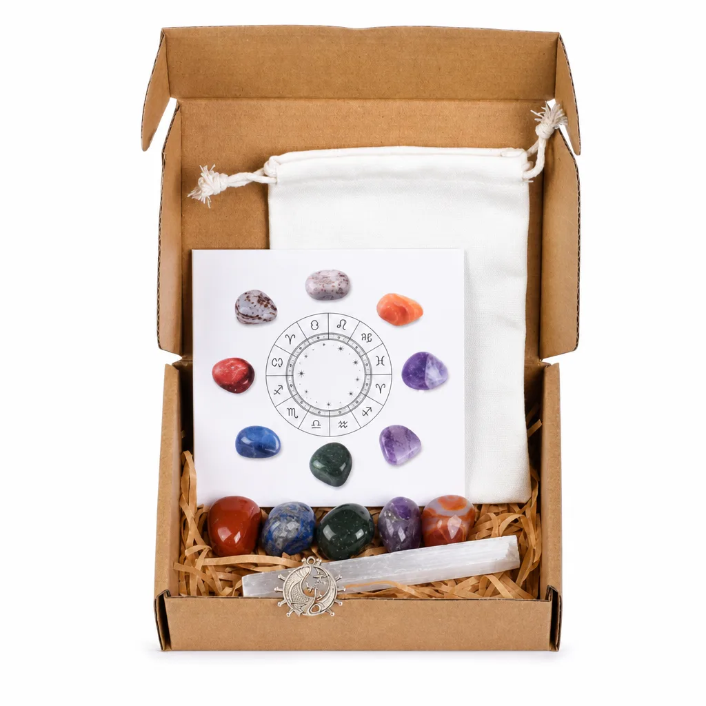 Zodiac Healing Stones Crystal Set – Premium Handcrafted Energy & Chakra Protection for Meditation Yoga Altar Decor