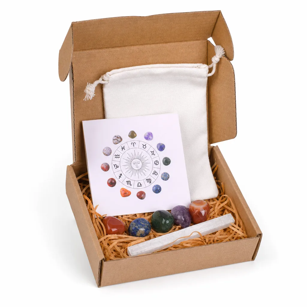 Zodiac Healing Stones Crystal Set – Premium Handcrafted Chakra Energy & Protection for Meditation, Yoga, Living Room, Spiritual Gift Collection