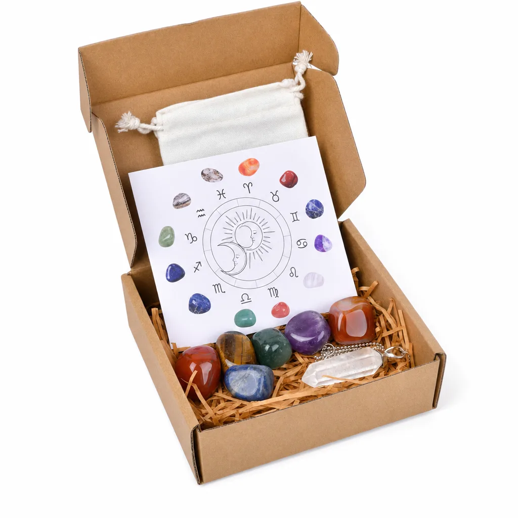 Zodiac Healing Stones Crystal Set – Premium Handcrafted Chakra Energy & Protection Decor for Meditation, Yoga, Bedroom, Office & Spiritual Spaces