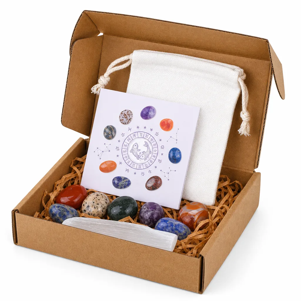 Zodiac Healing Stones Crystal Set – Premium Handcrafted Chakra Energy for Meditation, Yoga, Office & Spiritual Gifts