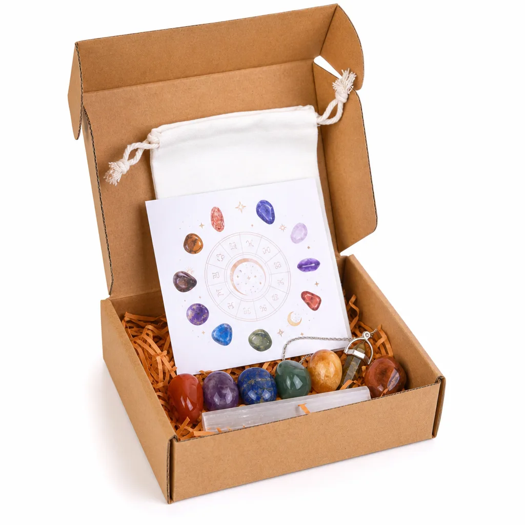 Zodiac Healing Stones Crystal Set – Premium Handcrafted Chakra Energy & Protection Decor for Meditation, Yoga, Altar, Office & Spiritual Gift Collection