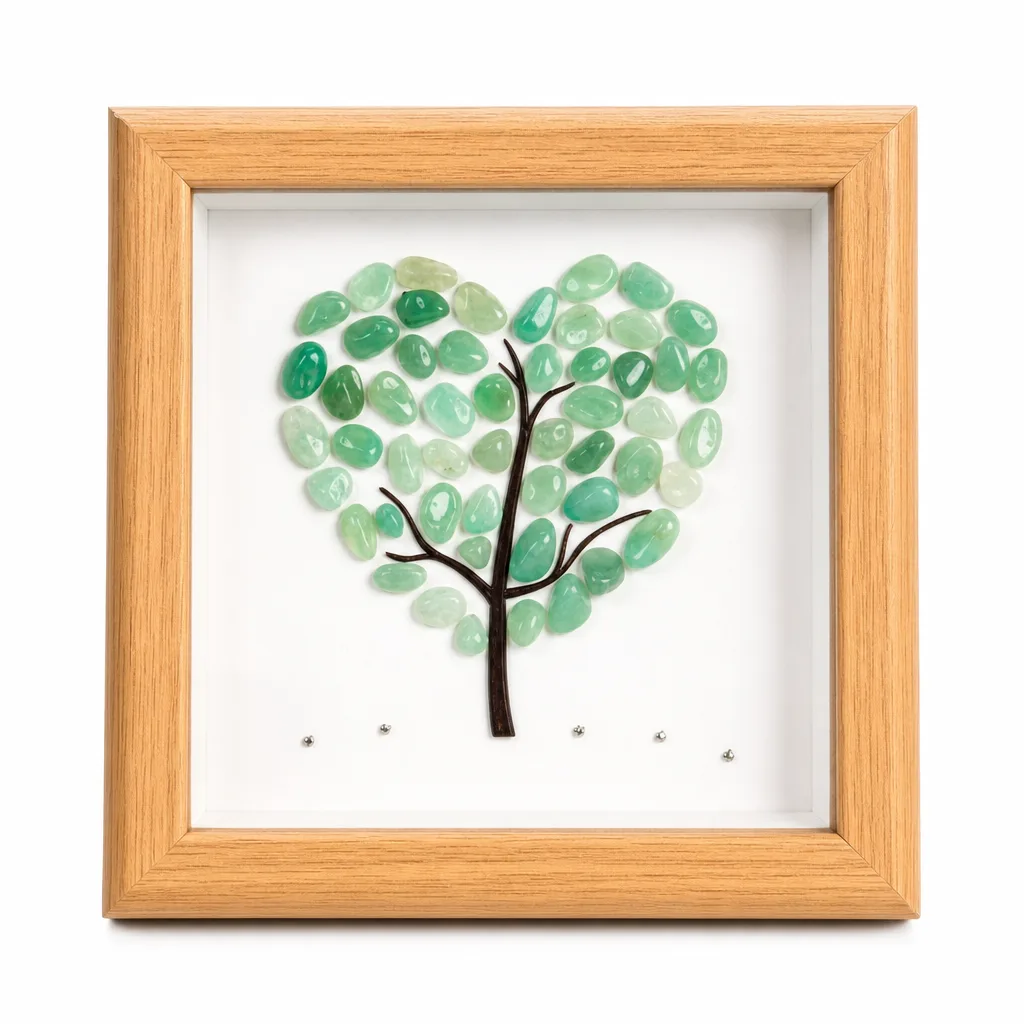 Heart-Shaped Crystal Picture Frame Natural Crystal Healing Energy Decor for Meditation, Bedroom & Altar | Premium Handcrafted Metaphysical Collection