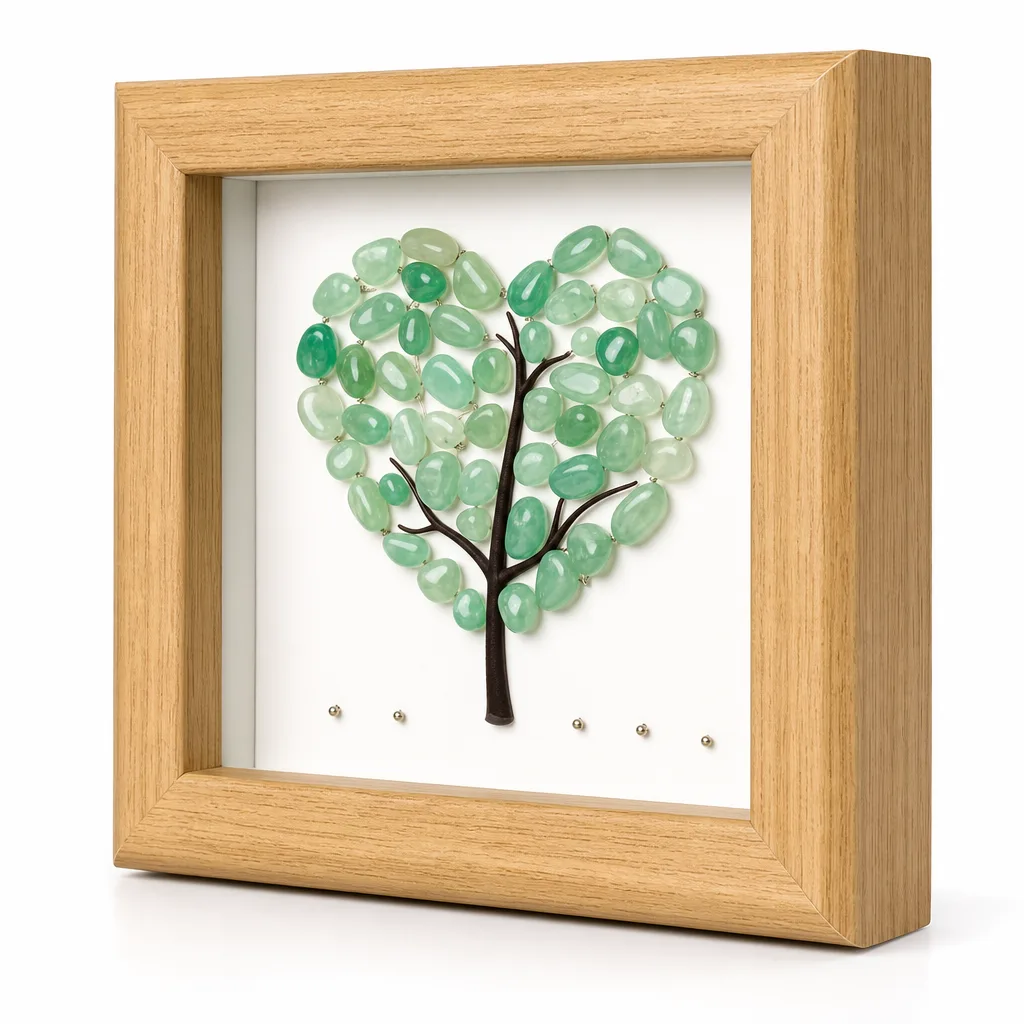 Heart-Shaped Crystal Decorative Picture Frame – Premium Handcrafted Chakra Healing Energy Protection Decor for Meditation, Yoga, Bedroom & Altar Collection